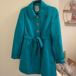 Teal coat with gold buttons - medium